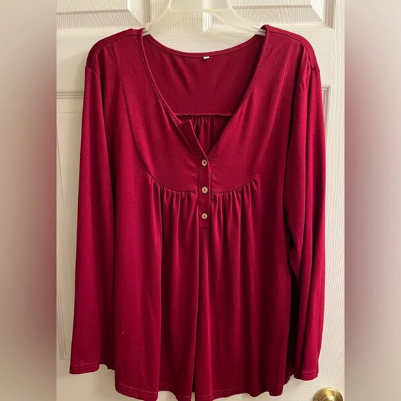 RED BLOUSE~LONG SLEEVES~QUALITY~2XL - Picture 1 of 9